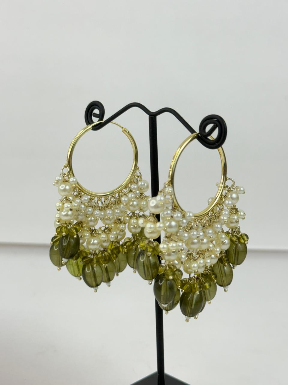 Olive Noor Pearl Hoops
