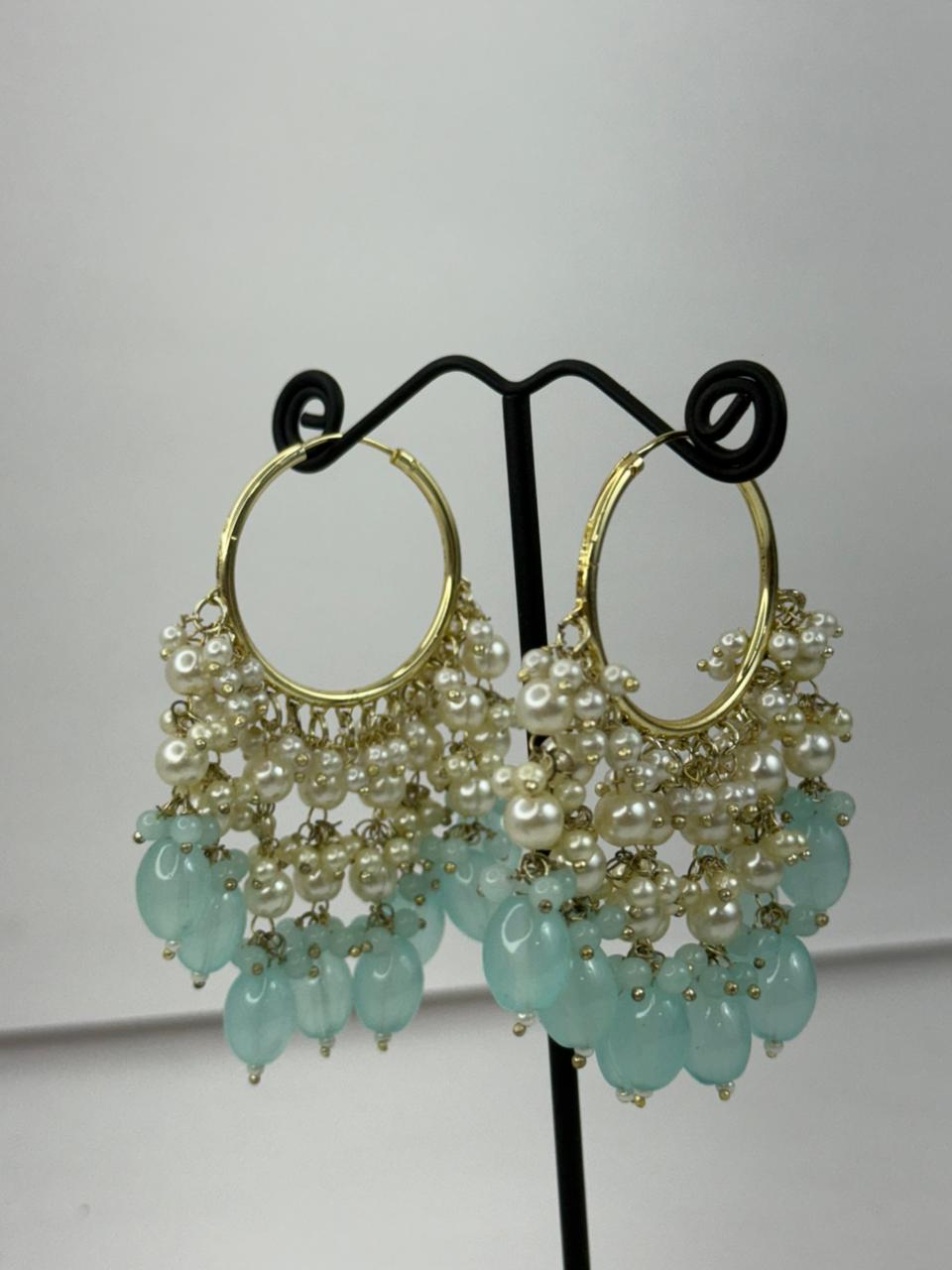 Aqua Rani Pearl Hoops