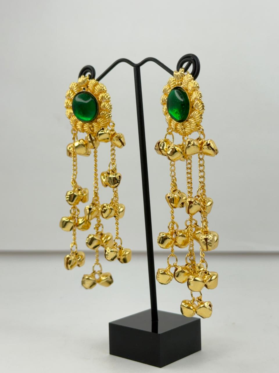 Prakriti Green Ghungroo Earrings