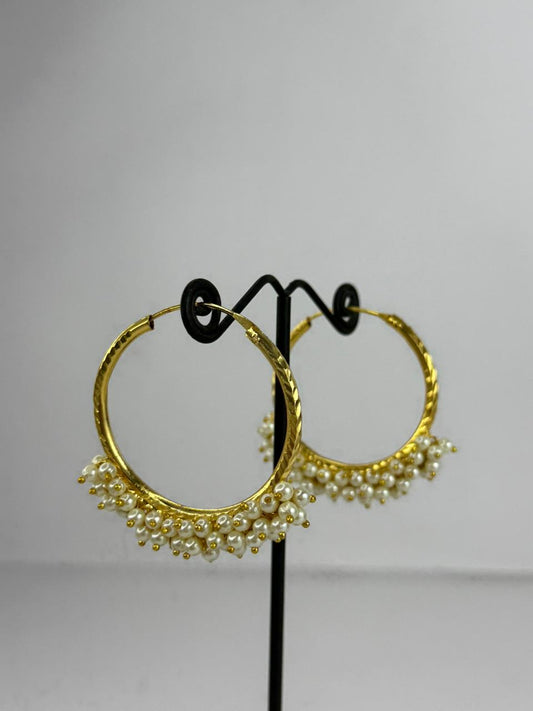 Pearl Drip Gold Hoops