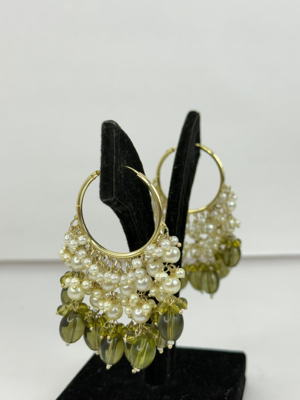 Olive Noor Pearl Hoops