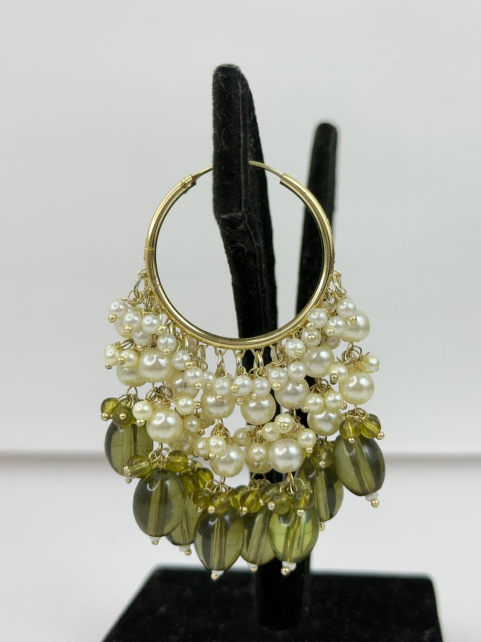 Olive Noor Pearl Hoops