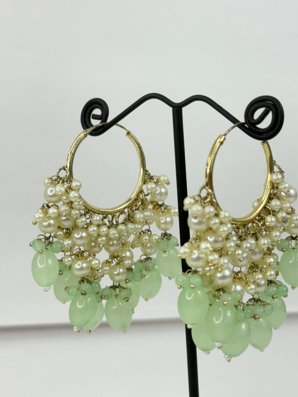 Mint Noor Pearl Hoops