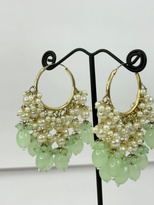 Mint Noor Pearl Hoops