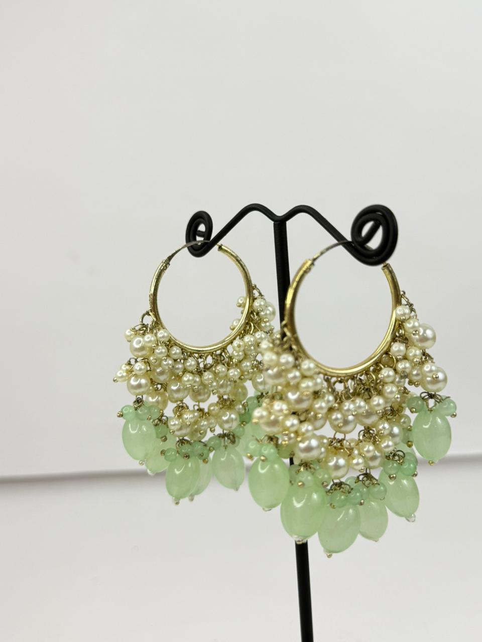 Mint Noor Pearl Hoops