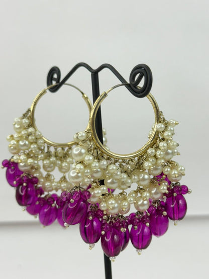 Rani Gulab Moti Hoops