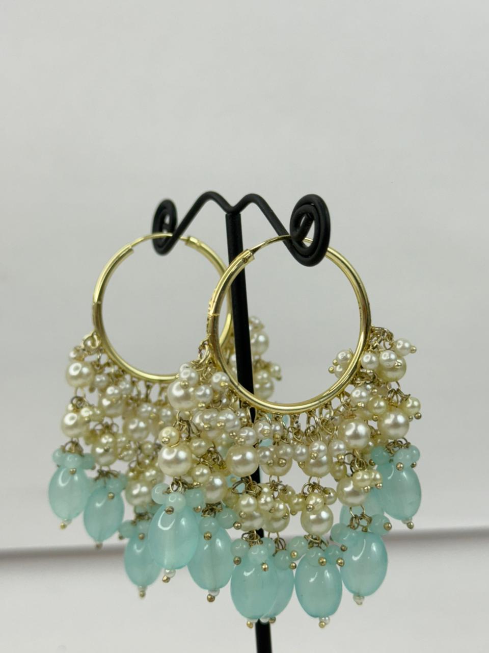 Aqua Rani Pearl Hoops