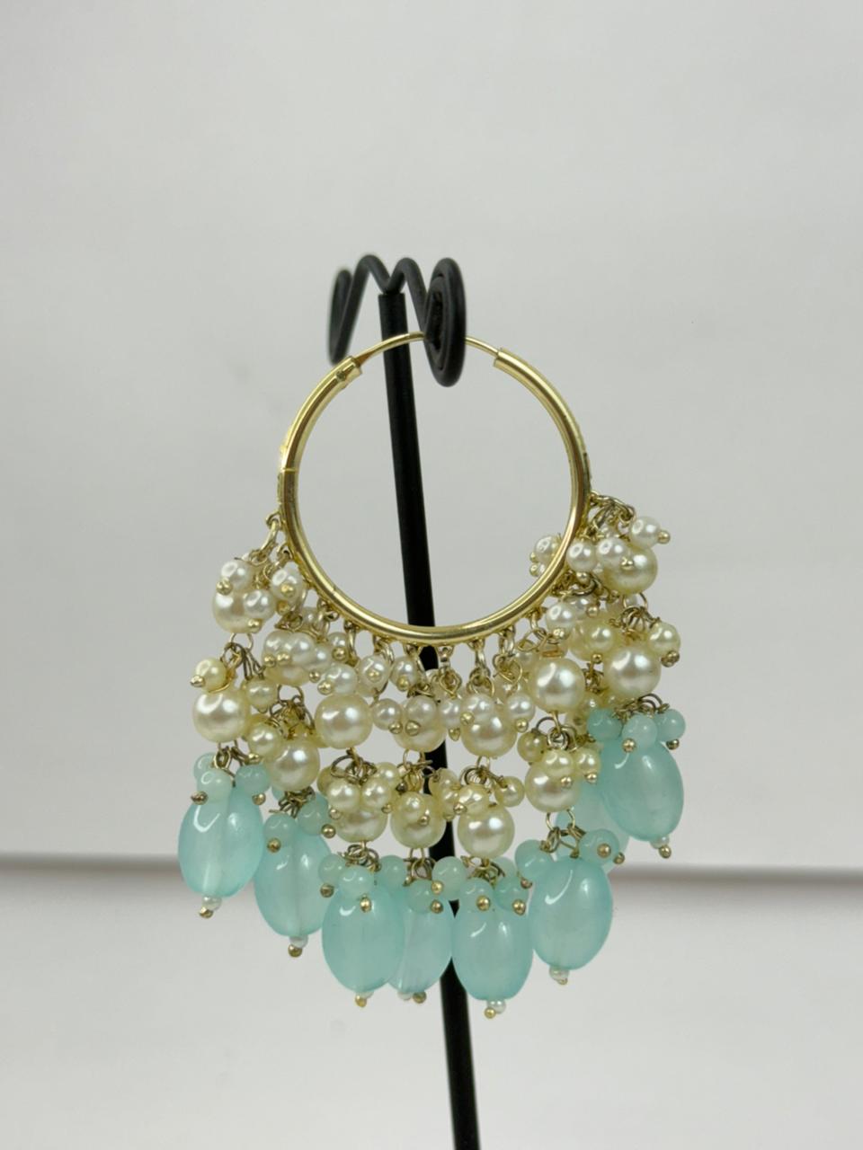 Aqua Rani Pearl Hoops