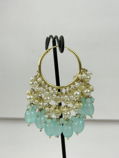 Aqua Rani Pearl Hoops