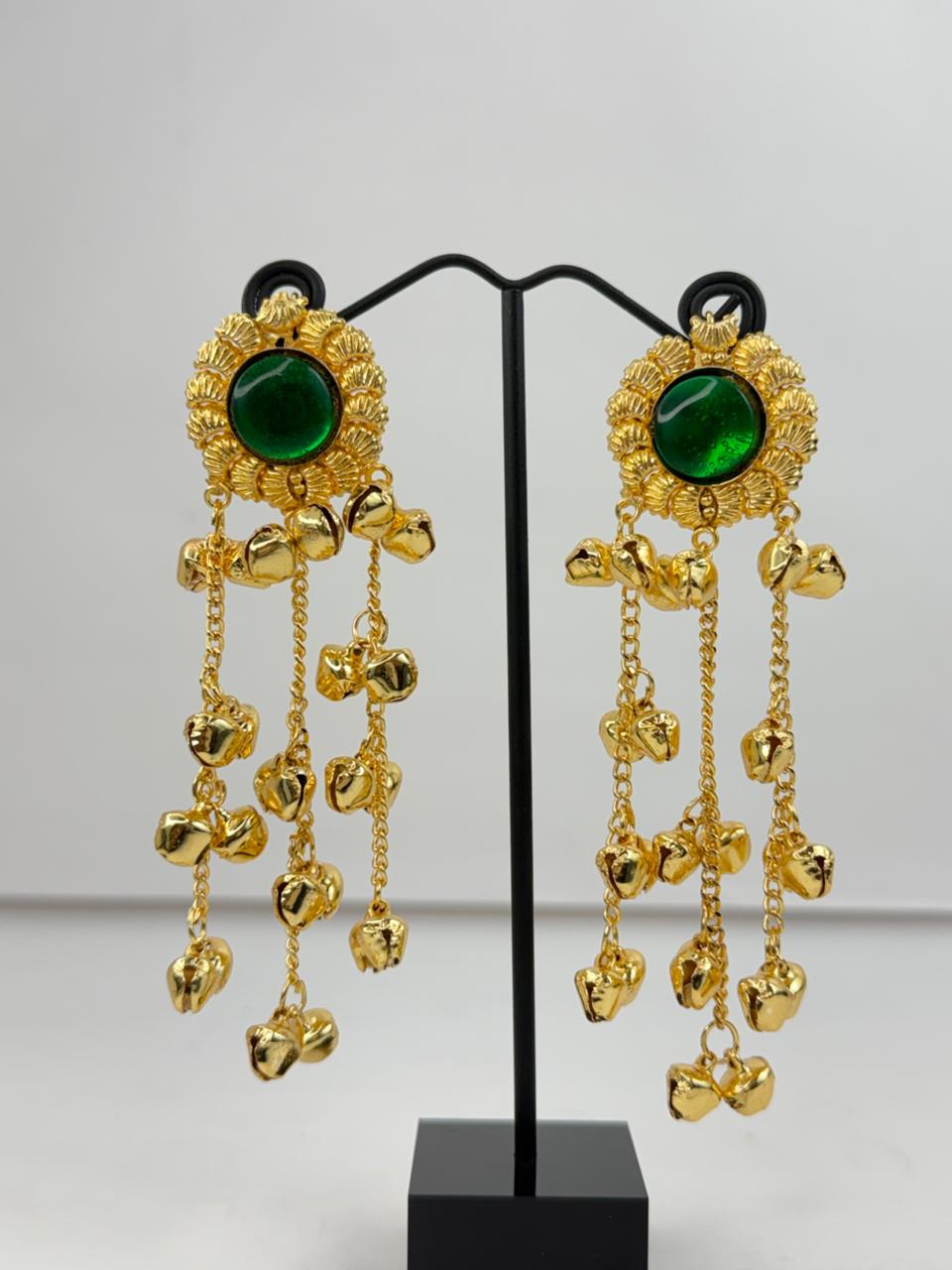 Prakriti Green Ghungroo Earrings
