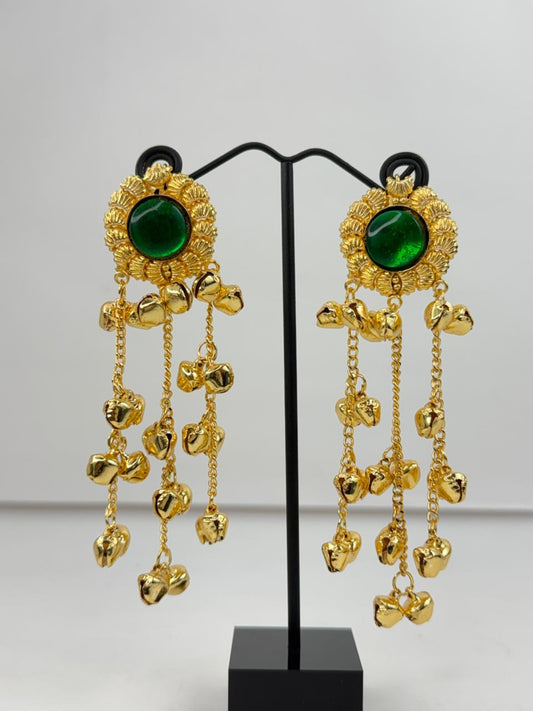 Prakriti Green Ghungroo Earrings