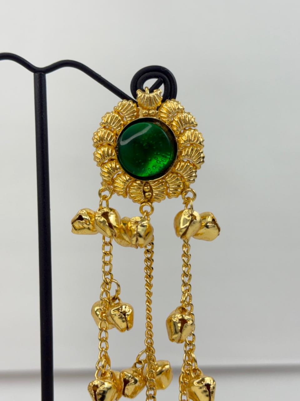 Prakriti Green Ghungroo Earrings