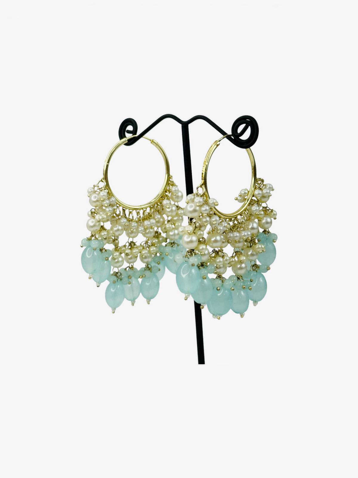 Aqua Rani Pearl Hoops