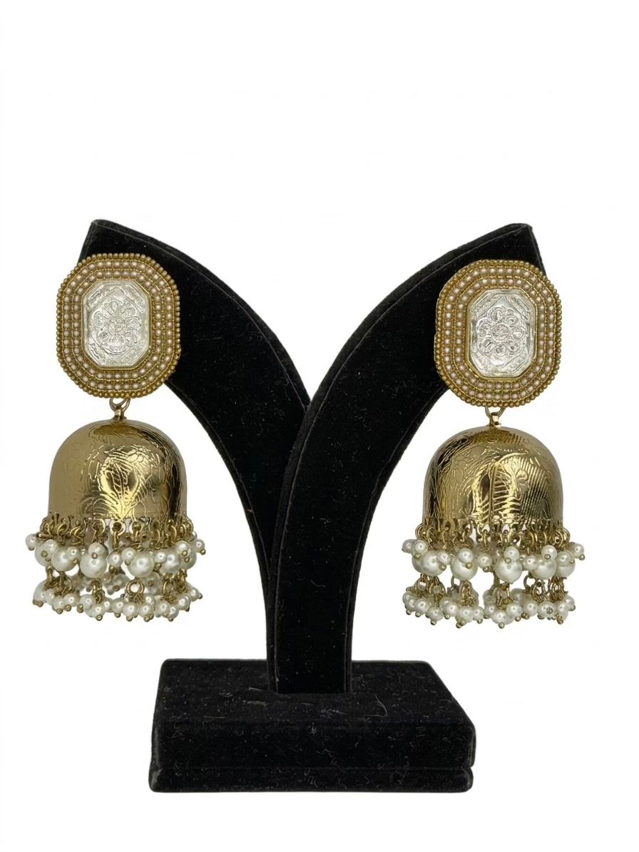 Sheesh Mahal Pearl Polki Jhumka