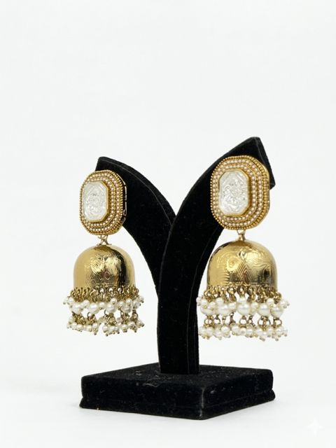Sheesh Mahal Pearl Polki Jhumka