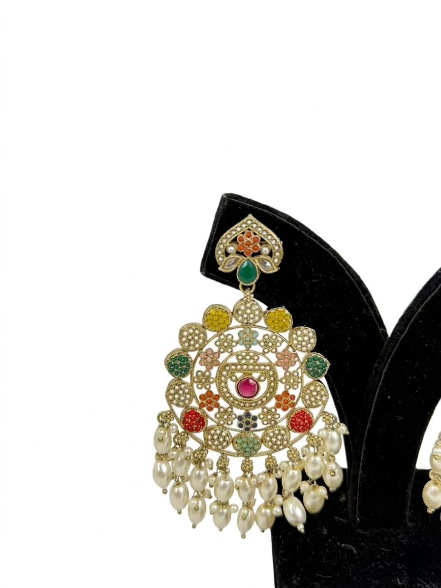Gulbahar Navratna Polki Earrings