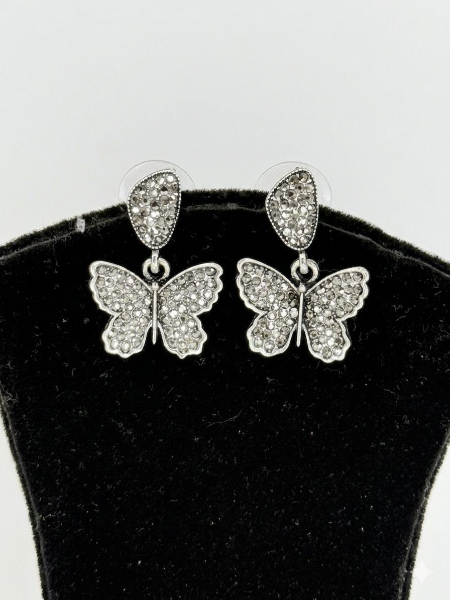Silver Butterfly Studs