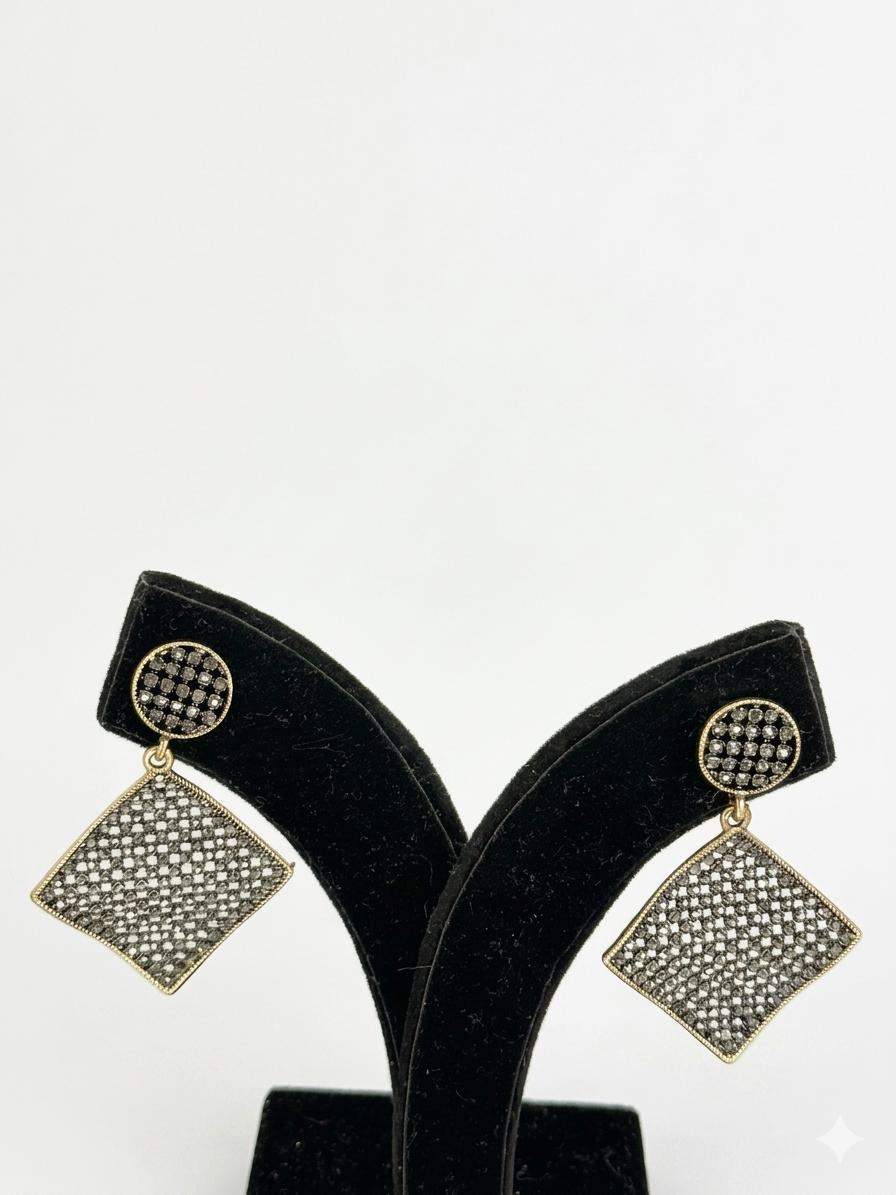 Antique Grid Drop Earrings