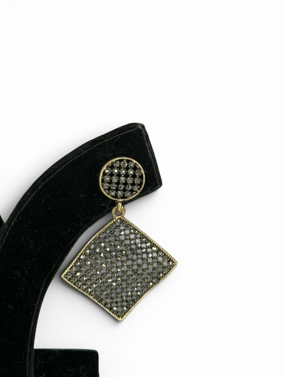 Antique Grid Drop Earrings