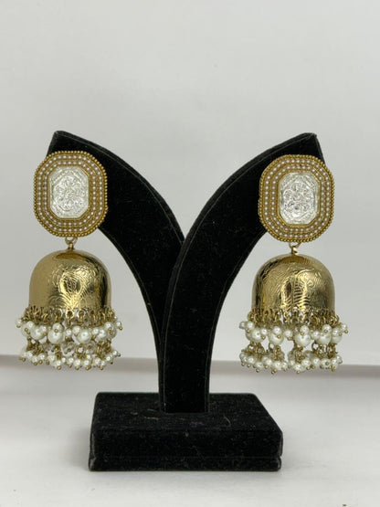 Sheesh Mahal Pearl Polki Jhumka