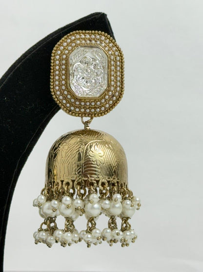 Sheesh Mahal Pearl Polki Jhumka