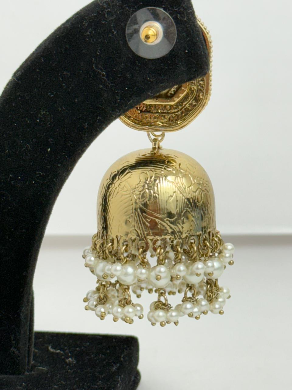 Sheesh Mahal Pearl Polki Jhumka