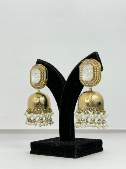 Sheesh Mahal Pearl Polki Jhumka