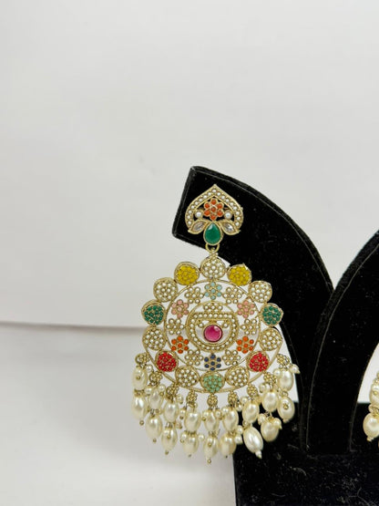 Gulbahar Navratna Polki Earrings