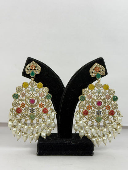 Gulbahar Navratna Polki Earrings