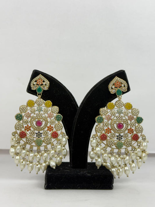 Gulbahar Navratna Polki Earrings