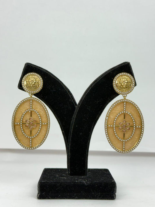 Rajvanshi Oval Polki Earrings