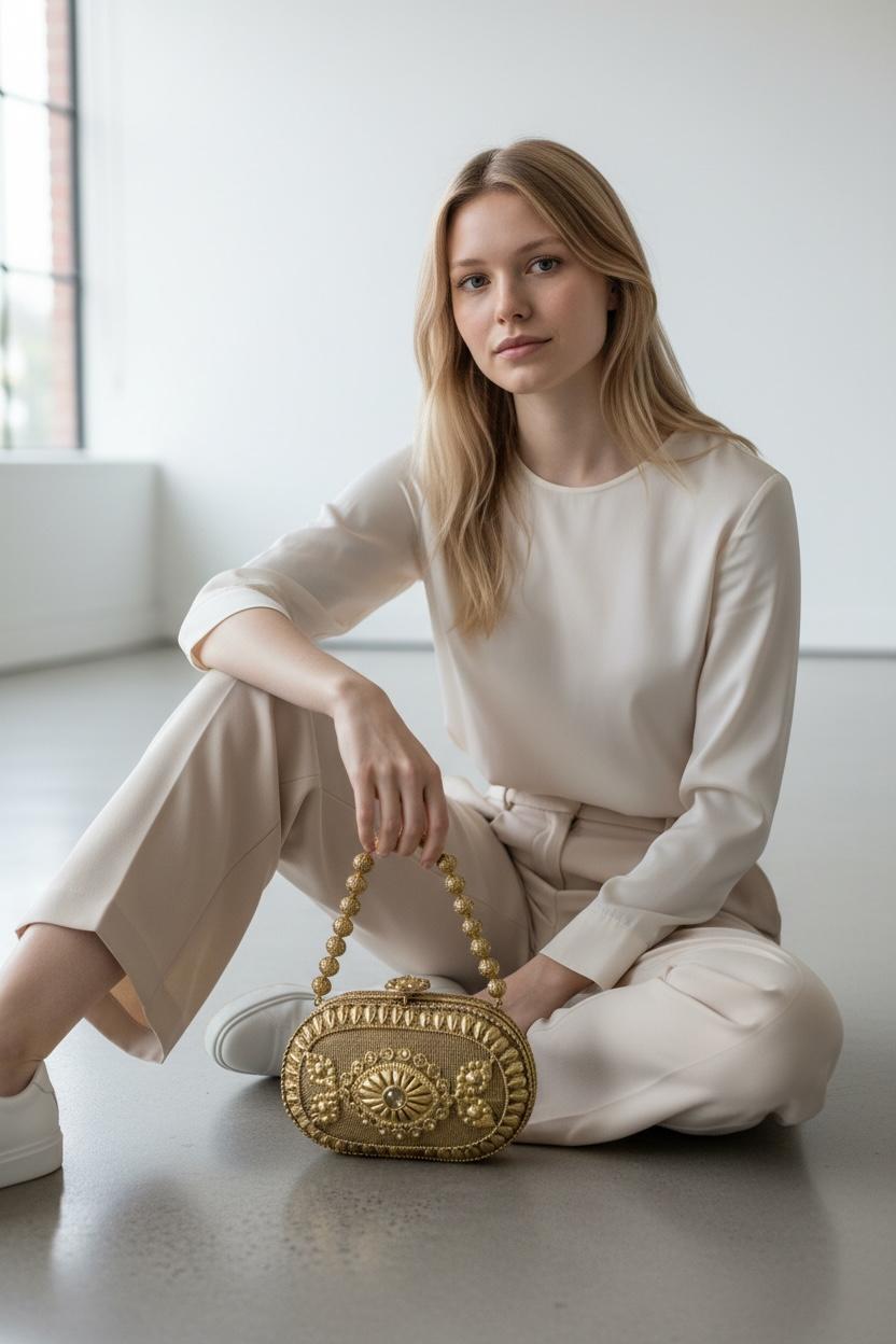 Afsana Gold Clutch Purse